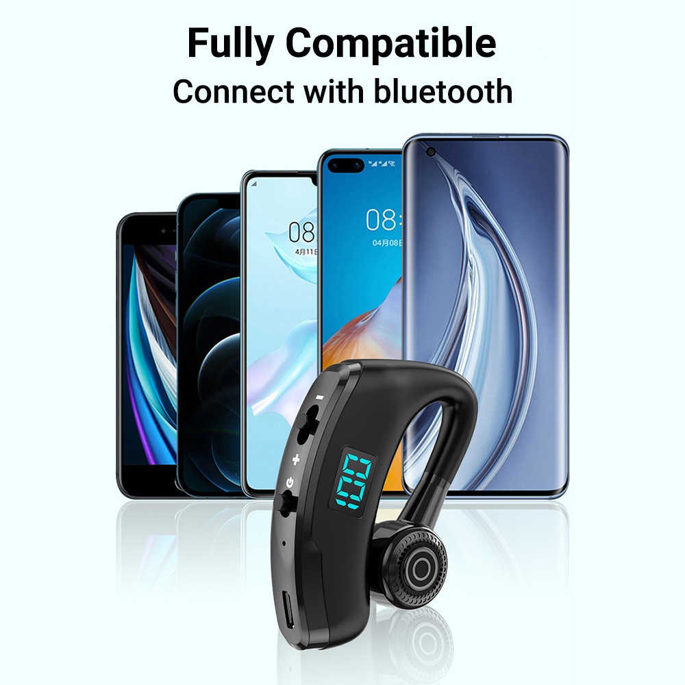 V9 บลูทูธไร้สายแบบแฮนด์ฟรี หูฟังบลูทูธ การควบคุมเสียงรบกวน ไร้สาย Bluetooth ชุดหูฟังพร้อมไมโครโฟนสำหรับไดร์เวอร์กีฬา