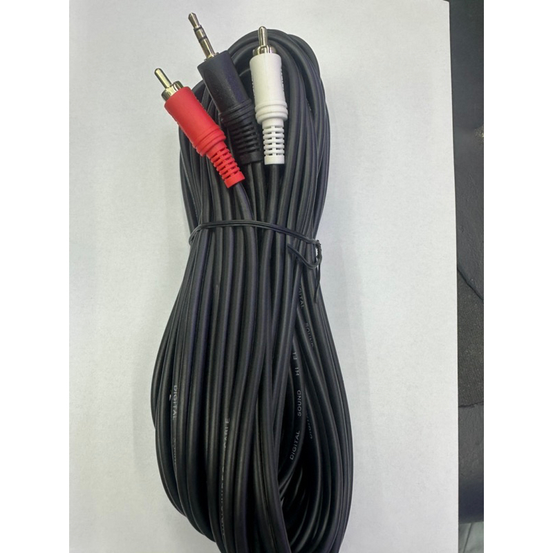 สายRCA Cable 10M 3.5mm(M) to RCA 2หัว สายสัญญาณเสียง ต่อหูฟัง:ลำโพง สายยาว10เมตร