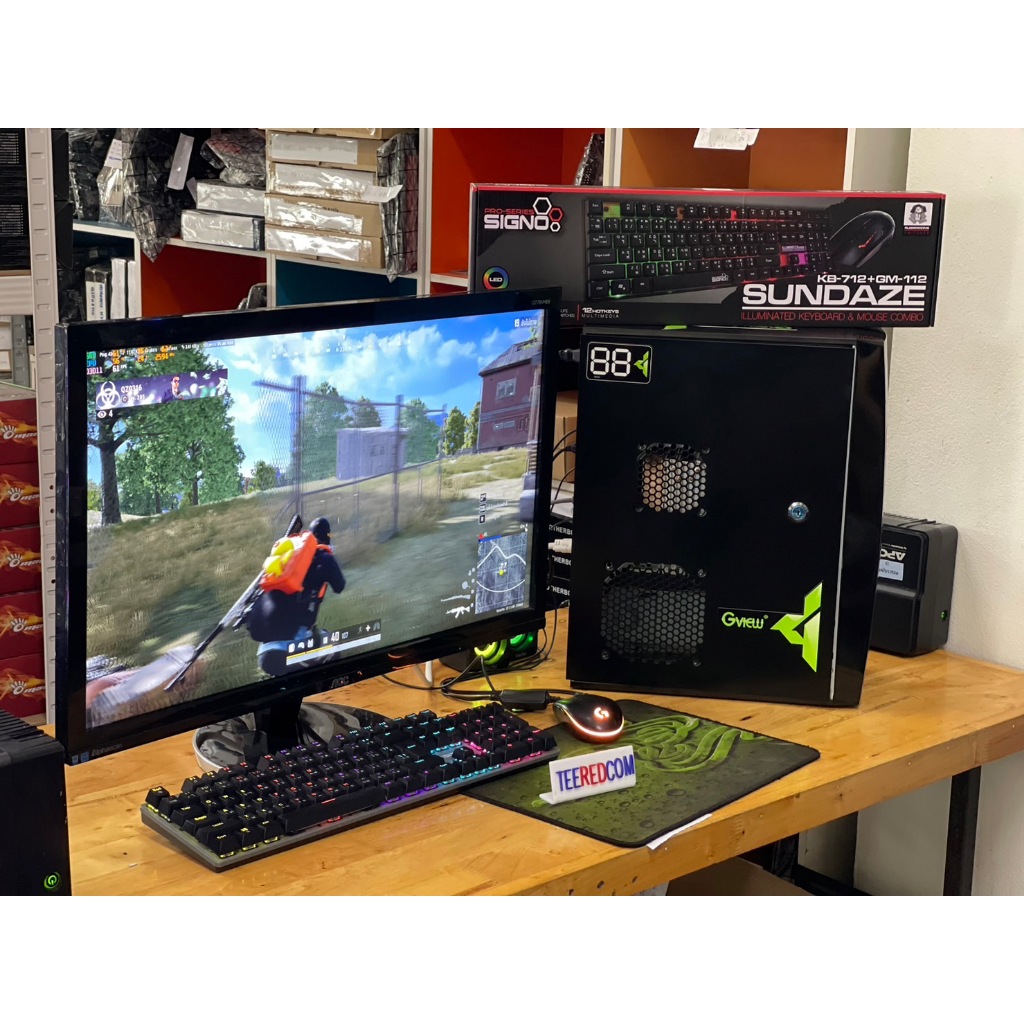 คอมชุดพร้อมจอ 27นิ้ว เล่นเกมส์ ทํางาน ปล่อยบอทINTEL XEON E5 2670 V3  12C 24T  VGA GTX1060 3GB/RAM16-