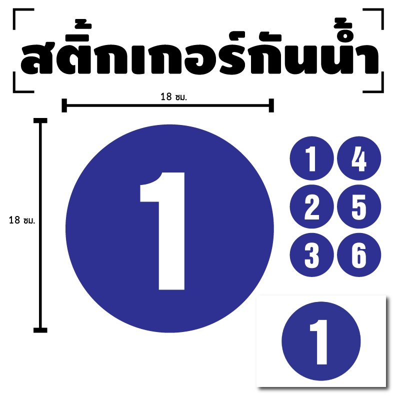 สติ้กเกอร์ตัวเลข สติ้กเกอร์ สติ้กเกอร์ผนัง (ตัวเลขวงกลม) สีน้ำเงินเลขขาว ขนาด 18x18ซม. ได้รับ 1 ดวง [รหัส I-028]