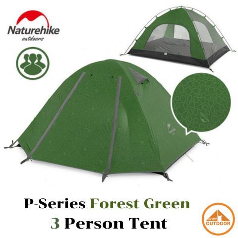 Naturehike P-Series Anti-UV Embossing 3 Person Tent #Forest Green