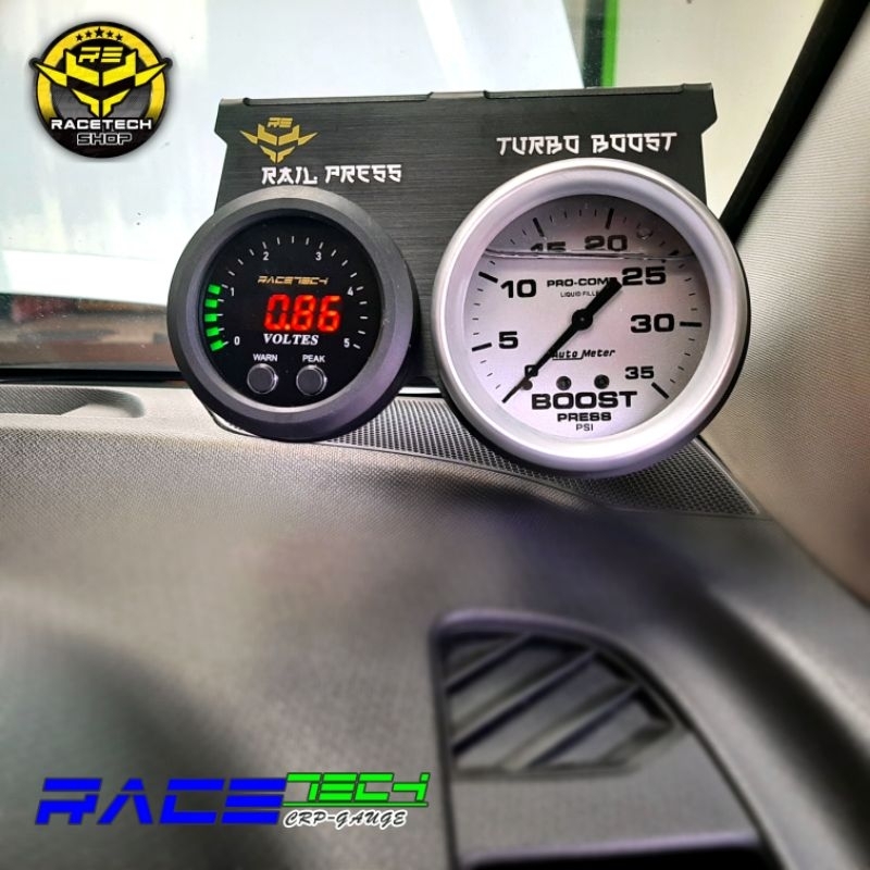 วัดแรงดันท้ายรางเรซเทคโปร 1 รุ่นจอเขียว-แดง พร้อมขาคู่วัดบูสสีดำ