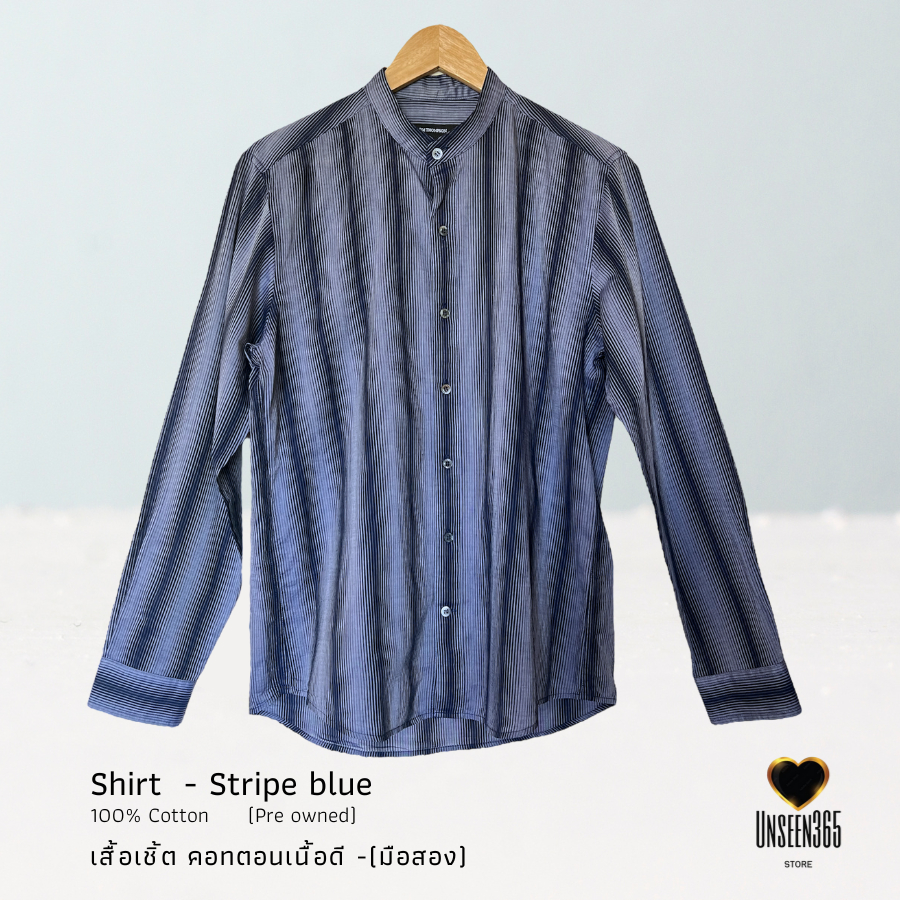 เสื้อเชิ้ต คอทตอน คอจีน (มือสอง) Shirt -100% cotton - Mandarin collar (Pre owned) MSC-01-จิม ทอมป์สัน -Jim Thompson