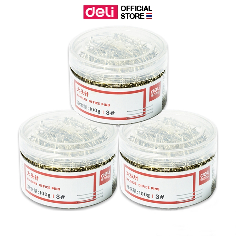 เข็มหมุดปักกระทง Deli เข็มหมุด ตะปูเข็ม (บรรจุ 100 กรัม) เข็มยาว 27mm. เข็มปักอเนกประสงค์ ทำงานศิลปะ อุปกรณ์การเรียน