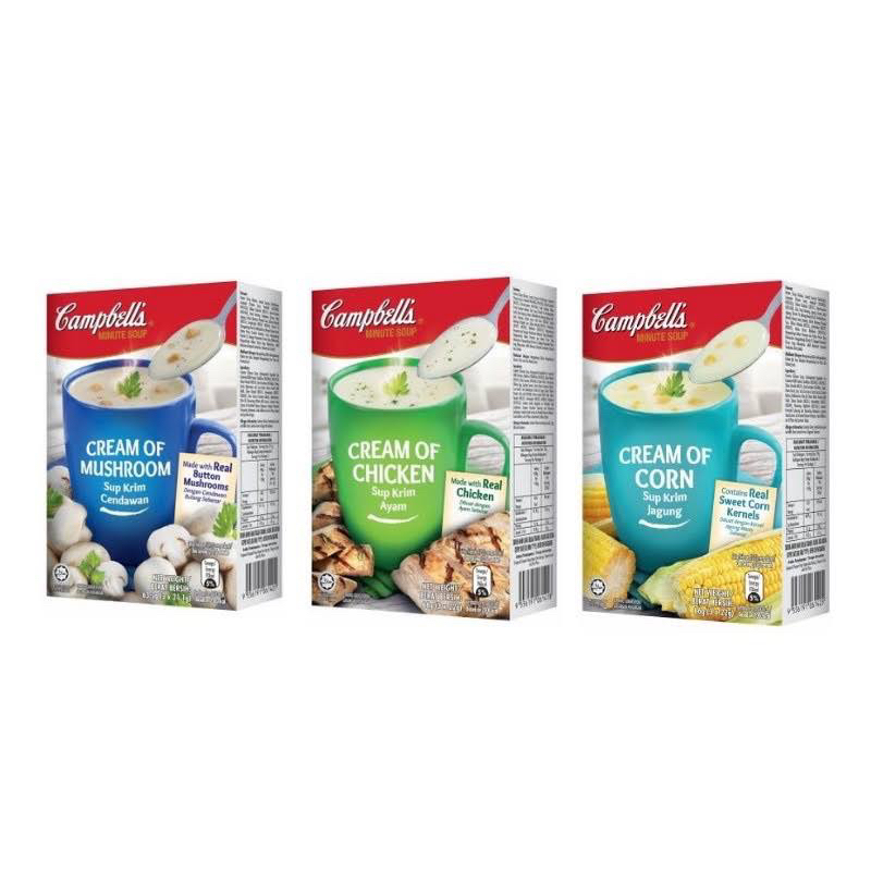 Cambell’s cream of soup 60g. แคมเบล ซุปข้่วโพด/เห็ด/ไก่  นำเข้าจากอเมริกา🇺🇸