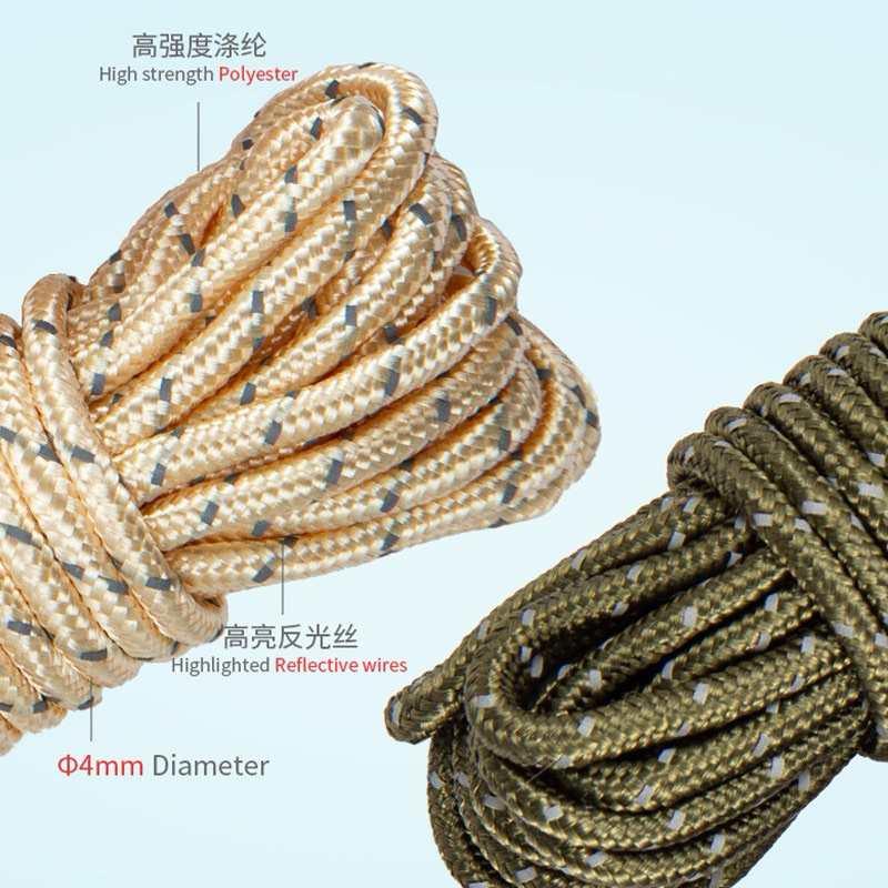 🔥พร้อมส่งจากไทย🔥เชือกเต็นท์สะท้อนแสง พร้อมตัวรั้งเชือก เชือกฟลายชีทขนาด4mmx4m - รูปที่ 3