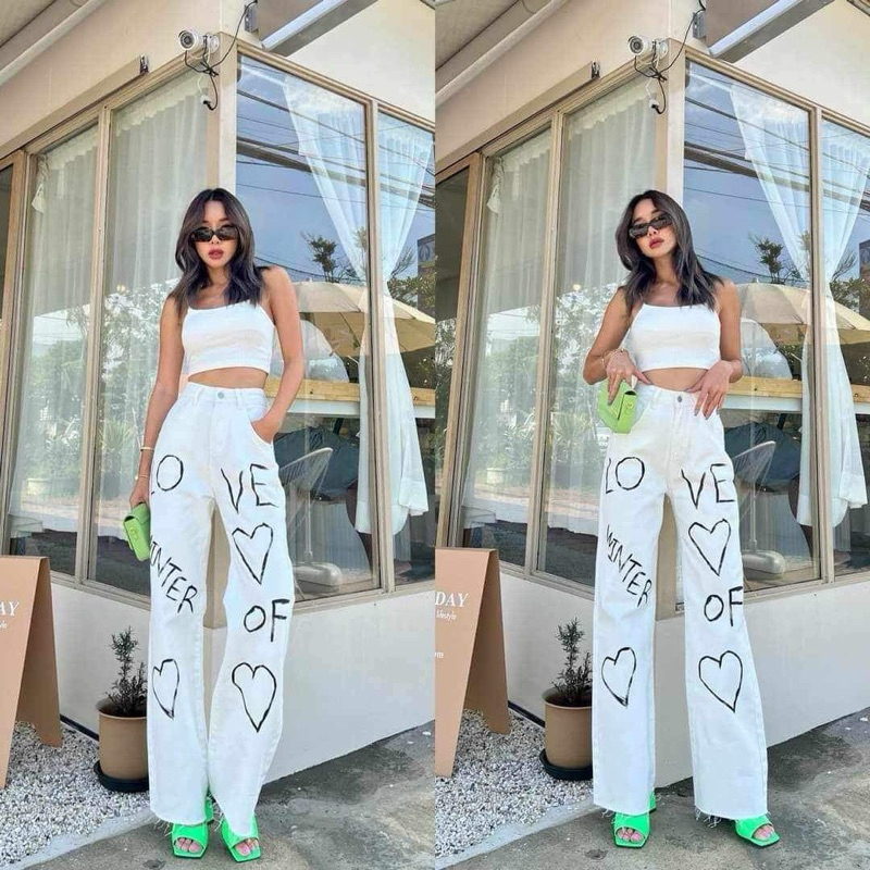 กางเกงยีนส์ ทรงขากระบอก Promthong