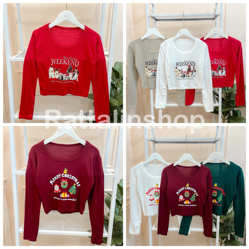 พร้อมส่ง เสื้อครอป แขนยาว เทศกาลต่างๆ