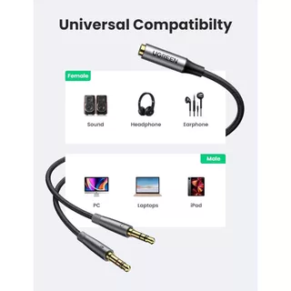 UGREEN สายชื่อมต่อหูฟังพร้อมไมโครโฟนเข้ากับพีซี AUX 3.5mm F to M Mic + Audio Splitter Connector รุ่น 50255