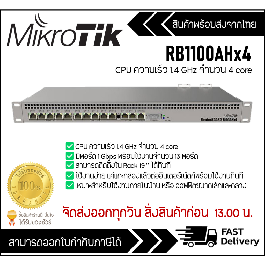 Mikrotik RB1100ahx4 ของแท้ออกใบกำกับภาษีได้ ประกัน 1 ปี !