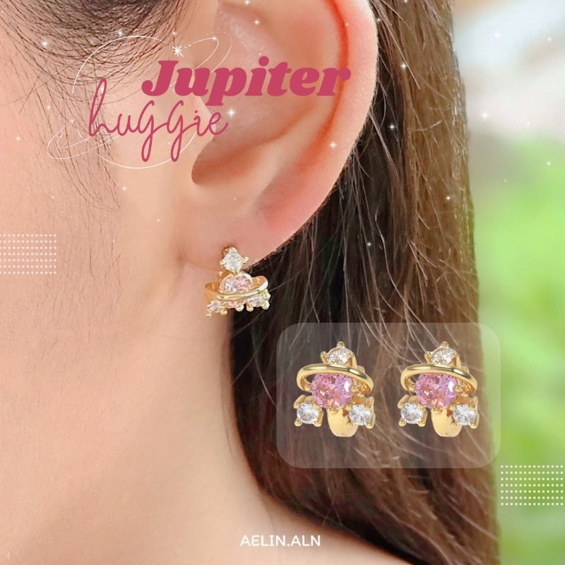 Jupiter huggie earrings - Aelin.aln ต่างหูห่วงเพทาย 2 สี #GH-213