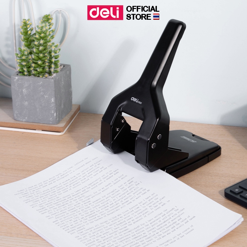Deli 0160 Heavy Duty Punch เครื่องเจาะรูกระดาษ 60 แผ่น รุ่นประหยัดแรง ตุ๊ดตู่ เครื่องเจาะ เครื่องเจาะกระดาาษ