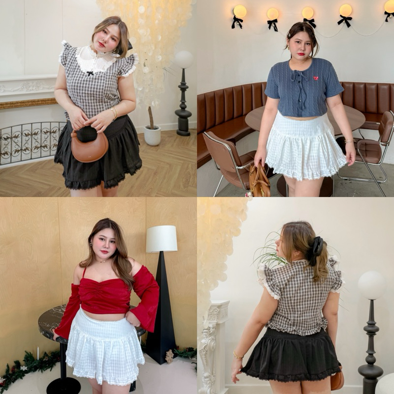 Sophie skirt กระโปรงสั้นระบายติดลูกไม้ - merrychubbyhouse
