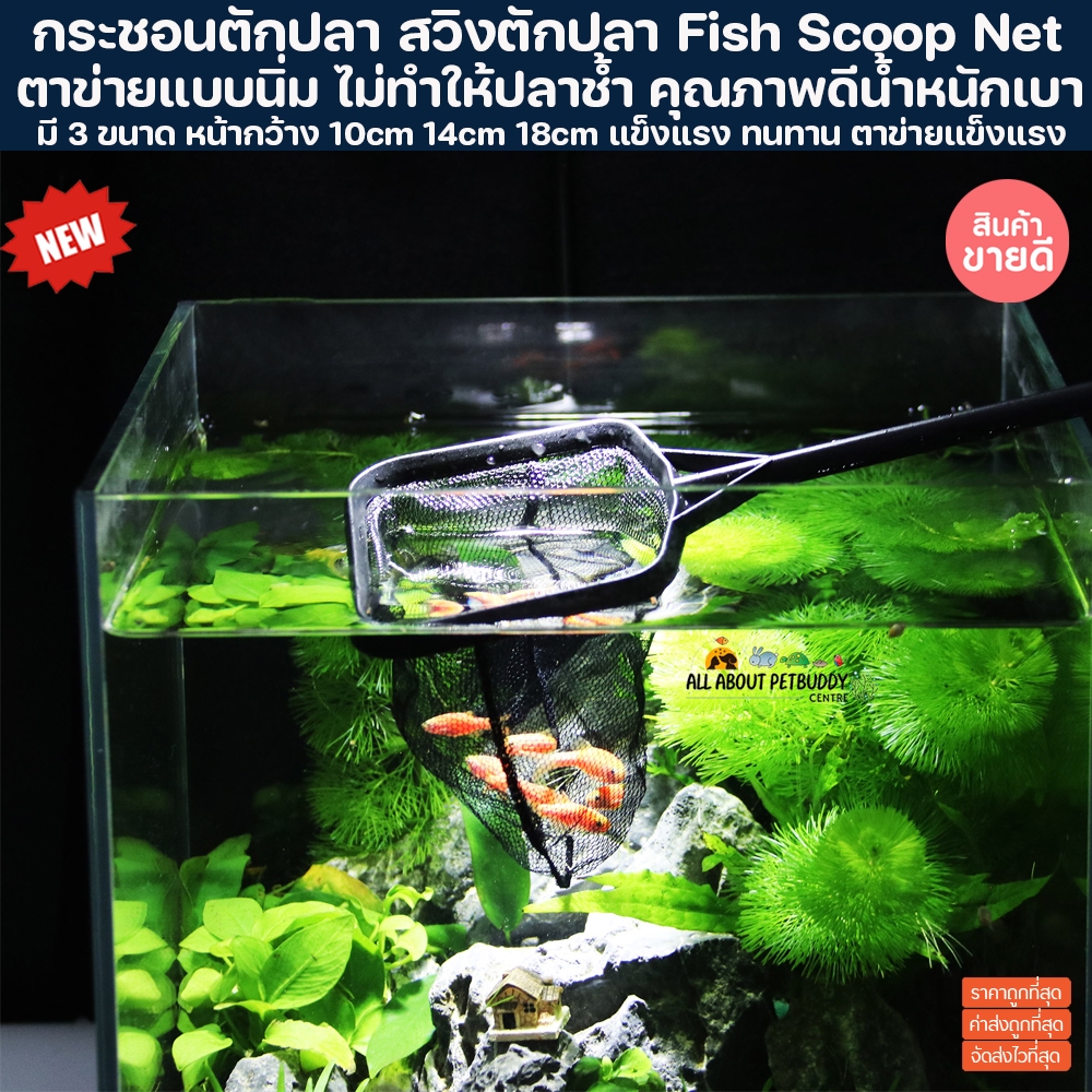 กระชอนตักปลา สีดำ มี 3 ขนาด ตาข่ายอย่างดี กระชอน สวิง ตักปลาด้ามดำ สวิงตักปลา Fish Scoop Net แข็งแรง ทนทาน ตาข่ายแข็งแรง