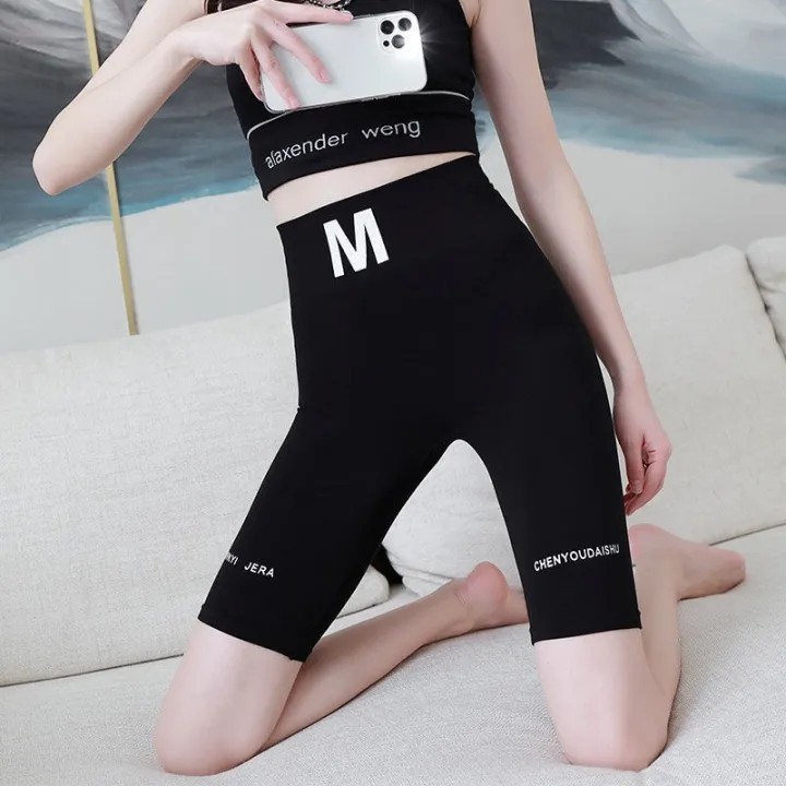 JM Fashion Shop กางเกงเลกกิ้ง 5 ส่วน สีดำ เลกกิ้งออกกำลังกาย กางเกงโยคะ ผ้ายืดตามตัว เลกกิ้งผู้หญิง ผ้าดีใส่สบายมาก K566