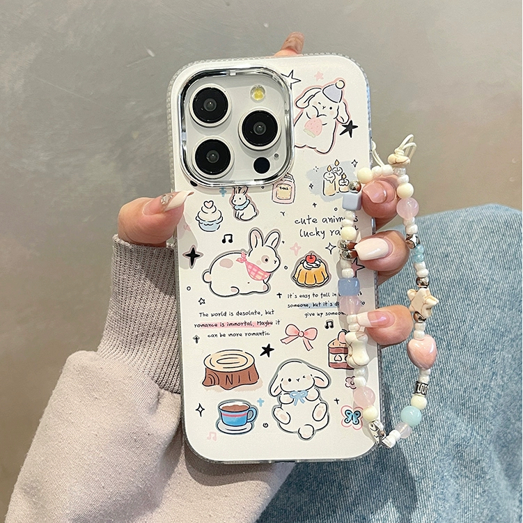 จัดส่ง24ชม for iPhone 15 11 12 13 14 Pro max case เคสไอโฟน11 แฟชั่น บางเบาพกพาง่าย การ์ตูน น่ารัก กระต่า การชุบ Case