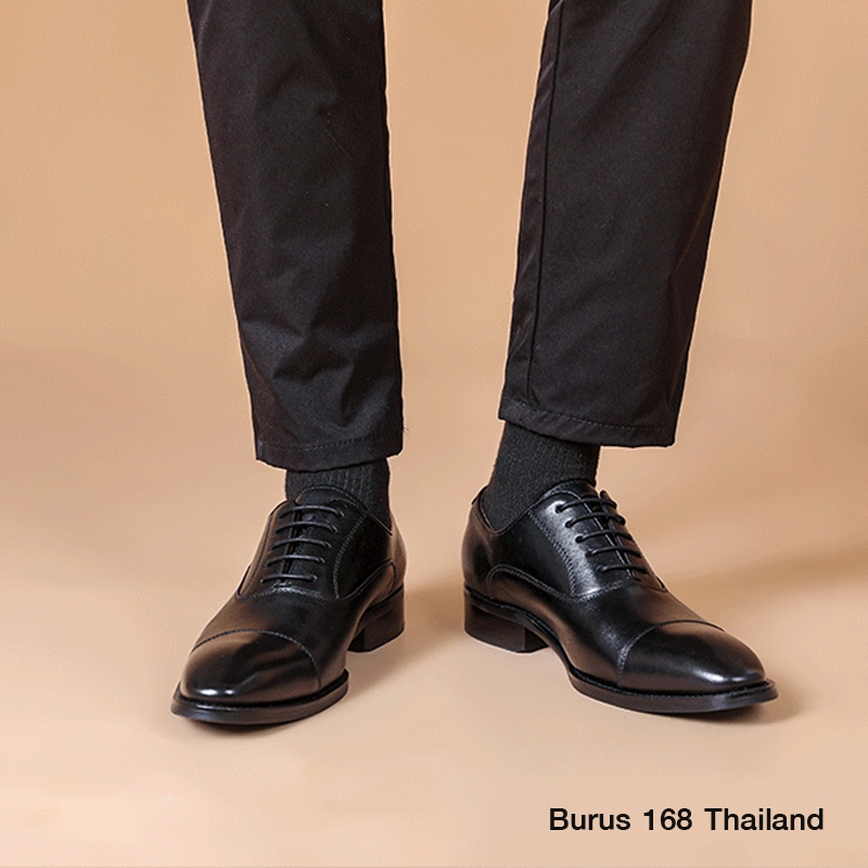 [Size 38-47] รองเท้าหนังแท้ ผู้ชาย (เย็บพื้นทุกคู่) - รุ่น Cap-toe Oxford คัทชูหนังแท้ผู้ชาย รองเท้าหนังทำงาน