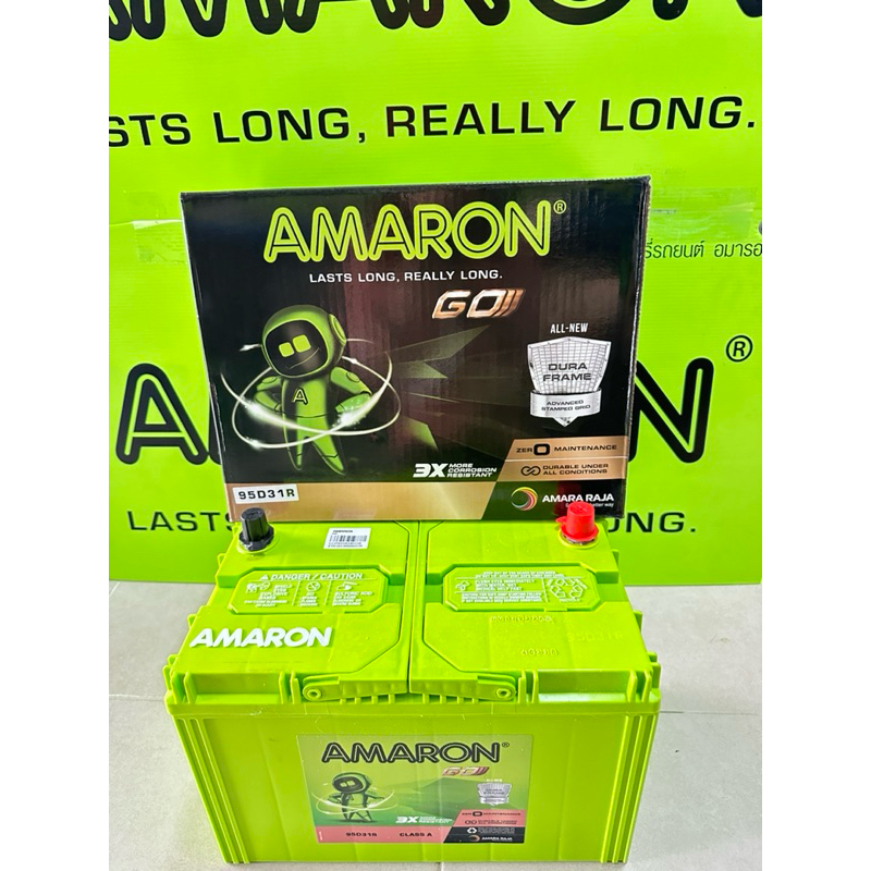 แบตเตอรี่ Amaronรุ่นGo 95D31R-80แอมป์  ขนาดกว้าง18ยาว31สูง23 CM.