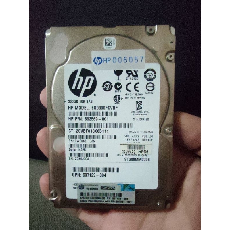 HP Harddisk SAS 300GB 10K 2.5 รับประกัน 6 เดือน มือสอง สภาพดีมาก ส่งฟรี !!!