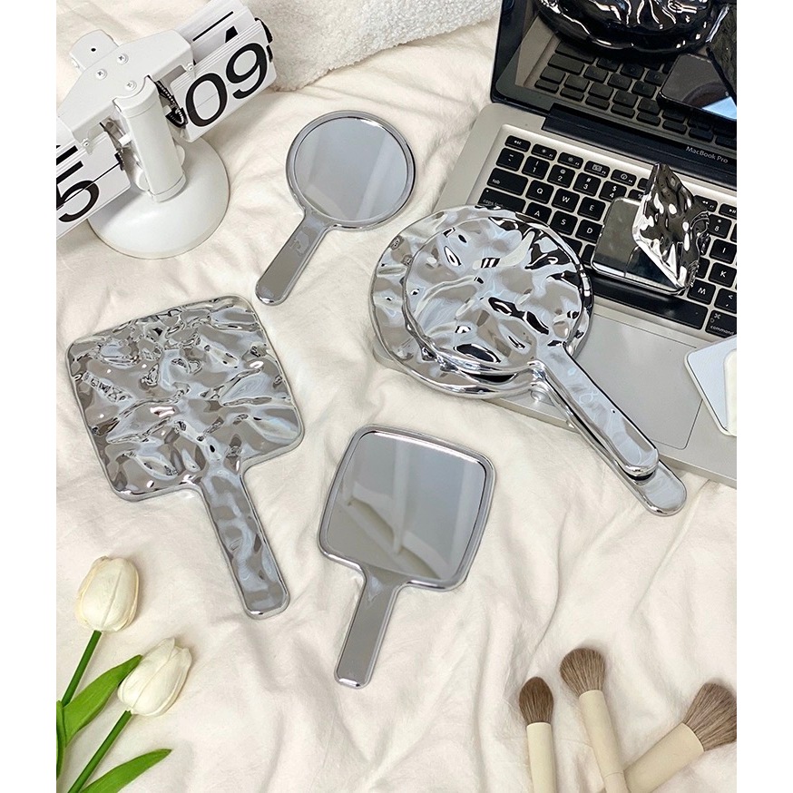กระจก กระจกแต่งหน้า พกพา มีที่จับ ดีไซน์สวย