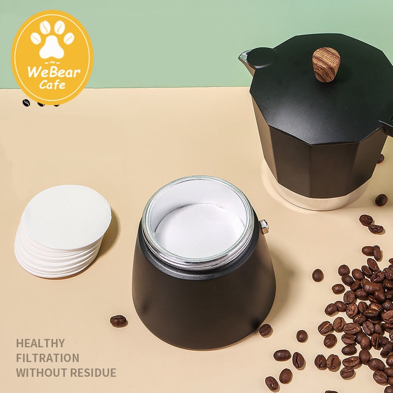 WeBear Cafe☕ กระดาษกรองกาแฟ moka pot 100แผ่น ขนาด 56 มม./60 มม.สำหรับหม้อต้มกาแฟ NLH0