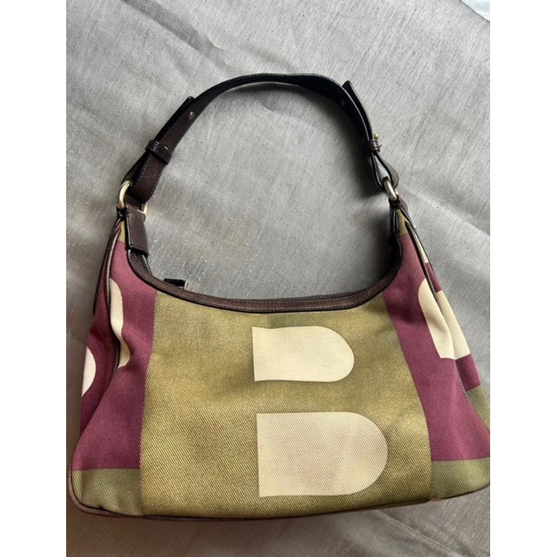 Used BALLY shoulder canvas bag with leather handle
