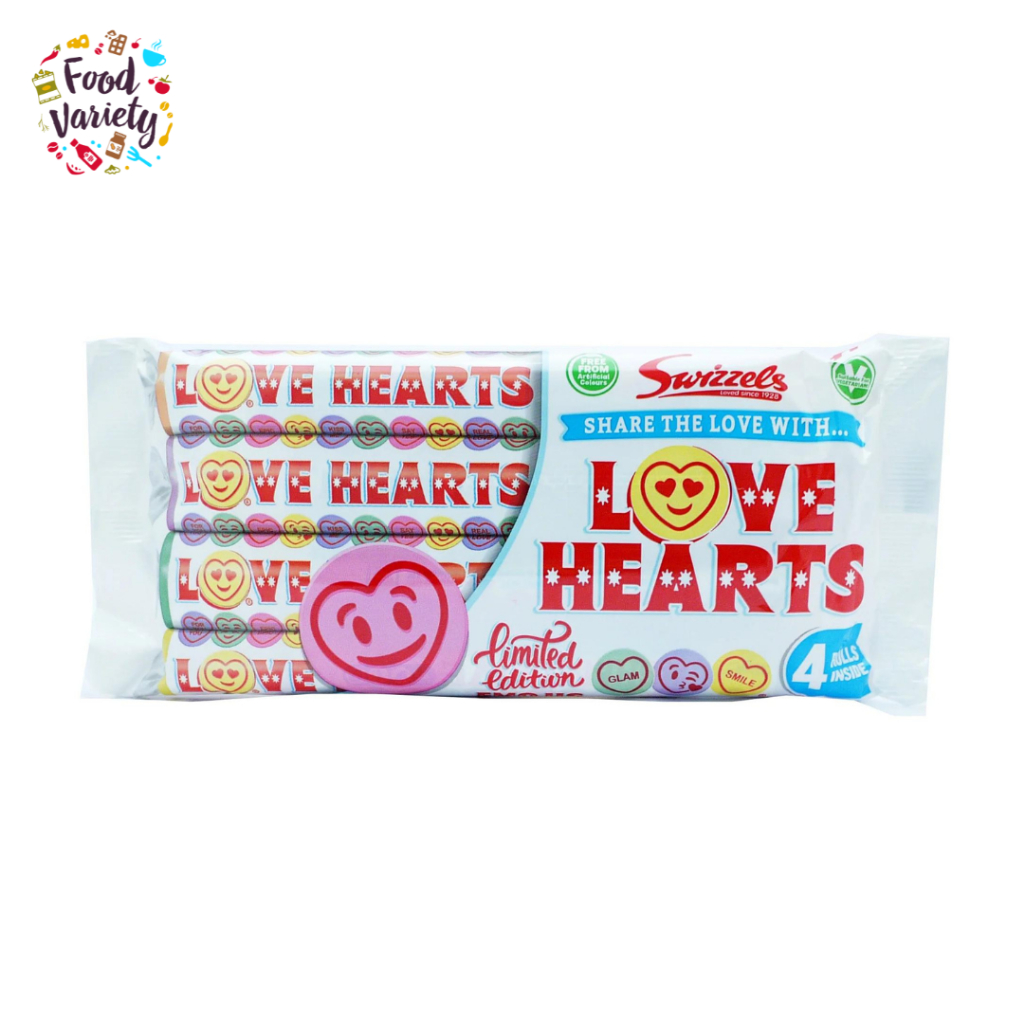 Swizzels Giant Love Hearts Rolls Fruit Flavour Fizzy Sweets (4 Pack) 105g
