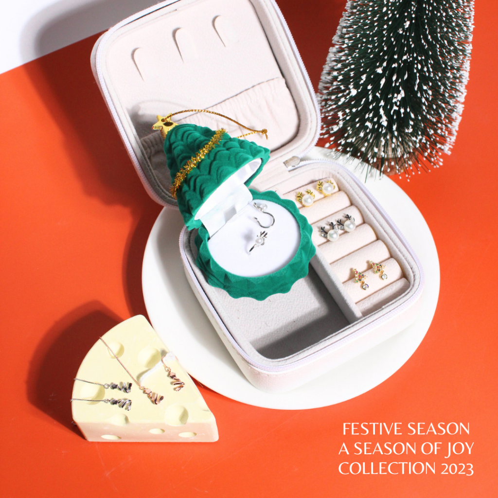 earika.earrings - คอลเลคชั่นคริสต์มาส Festive Season a season of JOY ต่างหูก้านเงินแท้ชุบทองคำขาว เหมาะสำหรับคนแพ้ง่าย