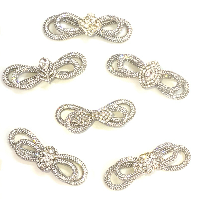 โบว์เส้นเพชร2ชั้นติดอะไหล่ โบว์ขนาด2.5*8 cm(สินค้าพร้อมส่ง )