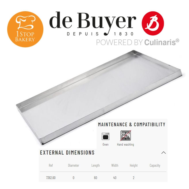 de Buyer France 7362.60 Aluminium Baking Tray, 60x40x2cm/ถาดอบขนมอลูมิเนียมมีขอบ