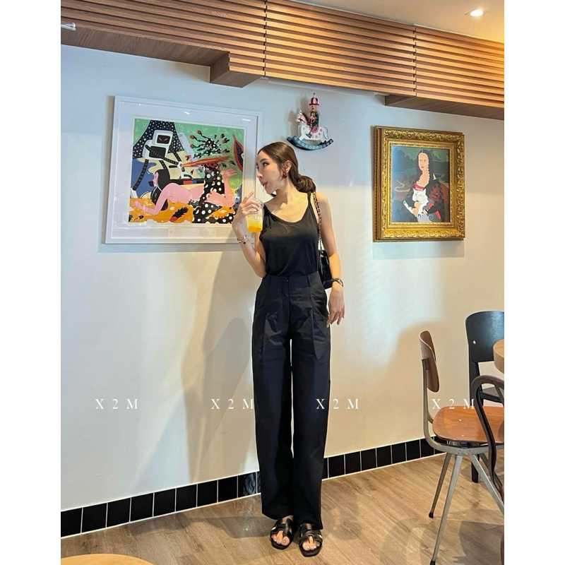 New กางเกงชองดรัม งานป้ายร้าน X2 Market Closet Size L สีดำ