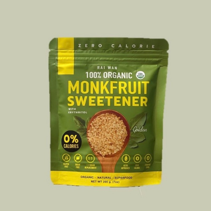 Raiwan rai wan Organic - รุ่น Golden สีทอง น้ำตาลหล่อฮั่งก้วย ตรา ไร่หวาน คีโตทานได้ หล่อฮั่งก๊วย ไม