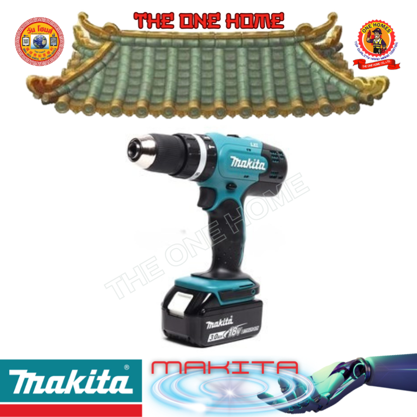 MAKITA รุ่น DHP453SF1J สว่านกระแทกไร้สาย 18 โวลต์ ขนาด 13 มม. (1/2 นิ้ว)  # ออก..ใบเสร็จ-