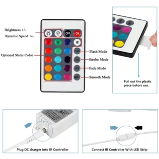 คอนโทรลเลอร์ RGB ไร้สาย 24 ปุ่ม หรี่ไฟได้ 12v