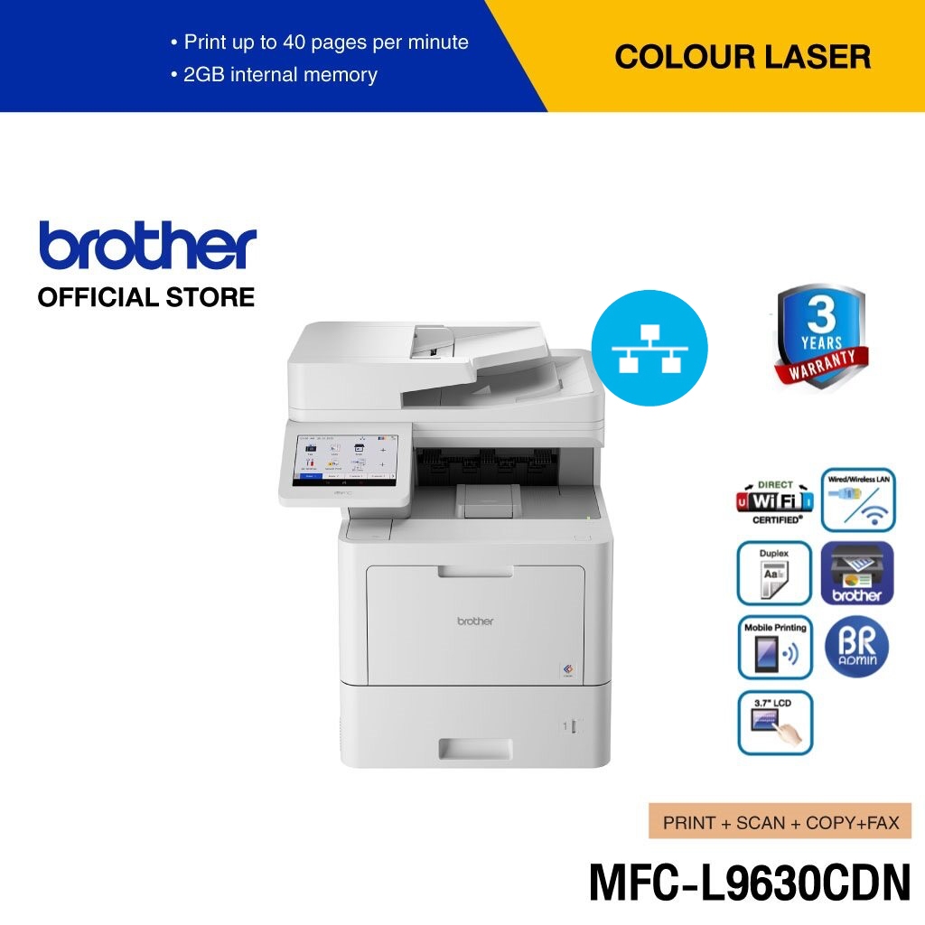 Brother MFC-L9630CDN 5-in-1 Colour Laser Printer เครื่องพิมพ์เลเซอร์สี มัลติฟังก์ชัน (พิมพ์,สแกน,ถ่ายเอกสาร,แฟกซ์)