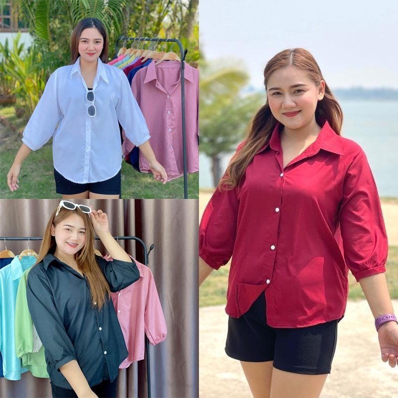 เสื้อเชิ้ตผู้หญิง แขนปล่อย ฟรีไซส์/ โอเวอร์ไซส์ พร้อมส่ง จัดส่งไว