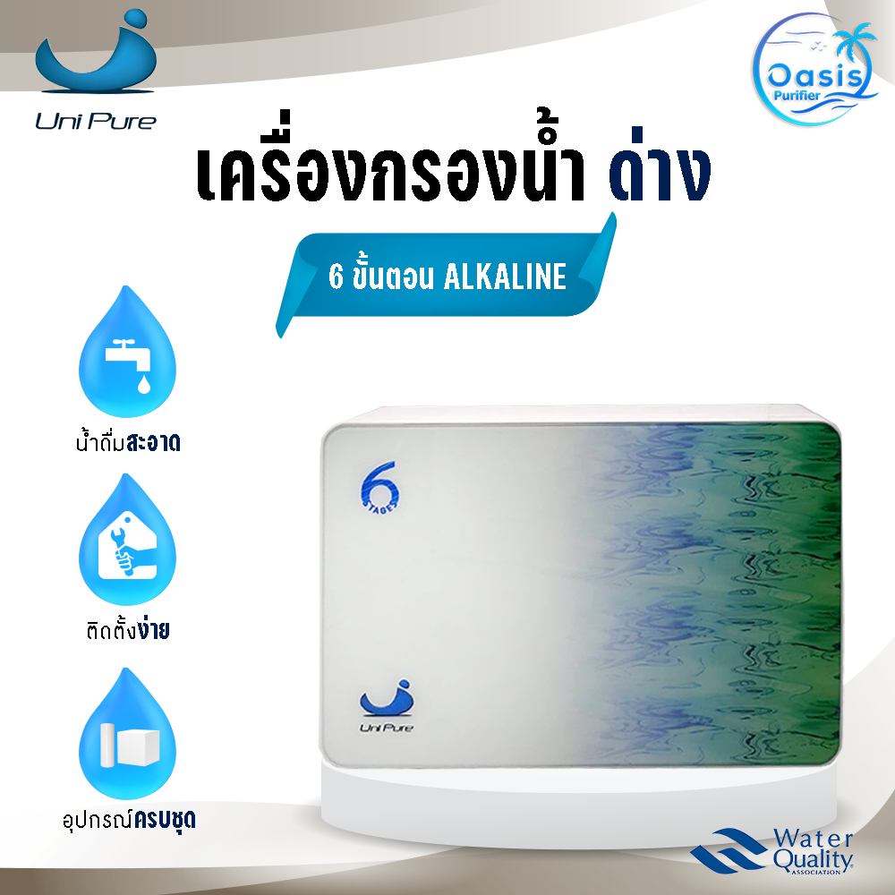 เครื่องกรองน้ำ กรองน้ำแร่ ไส้กรองน้ำด่าง กรองน้ำด่าง Unipure Alkaline Mineral 6 ขั้นตอน