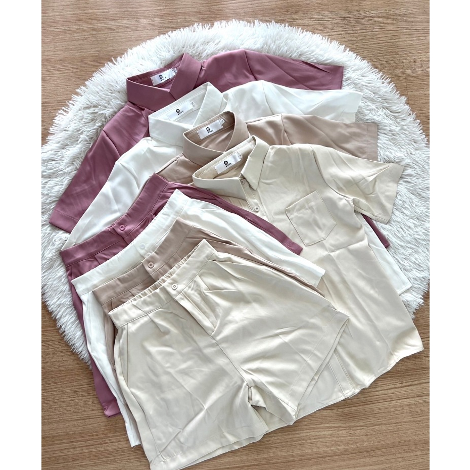 Pradap_brand:SETชุดเซทเสื้อเชิ๊ตแขนสั้นขาสั้น