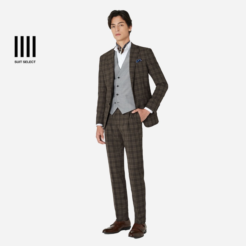 SUIT SELECT Cordura Check Suit (Brown) สูทผู้ชาย ชุดสูทสีน้ำตาล ชุดสูทลายตาราง