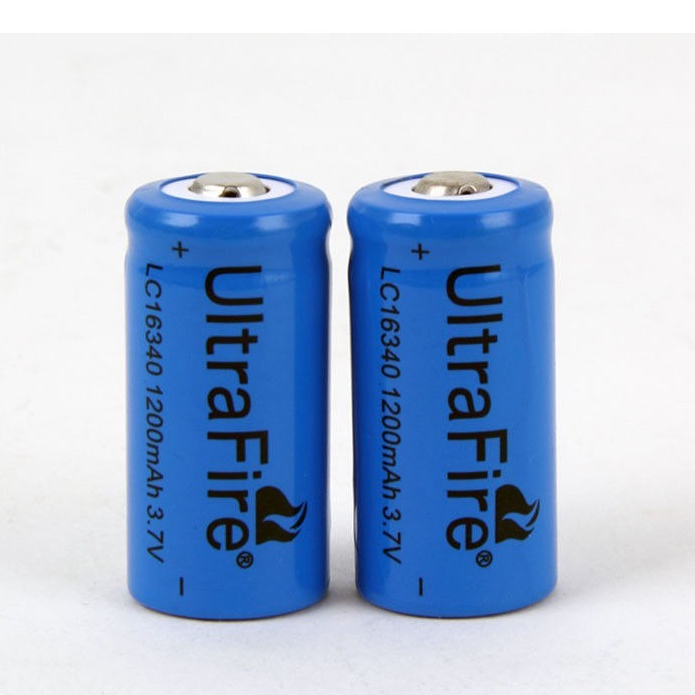 1ชุด 2 ก้อน Ultrafire ถ่านชาร์ต รุ่น UltraFire 16340 / CR123A / LC16340 ถ่าน 3.7V 1200 mAh (สีน้ำเงิ