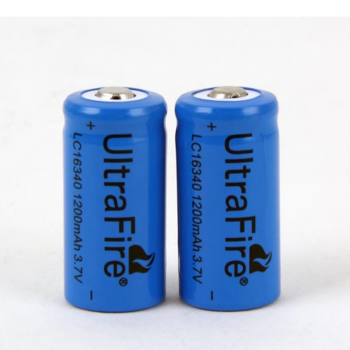 1ชุด 2 ก้อน Ultrafire ถ่านชาร์ต รุ่น UltraFire 16340 / CR123A / LC16340 ถ่าน 3.7V 1200 mAh (สีน้ำเงิน)