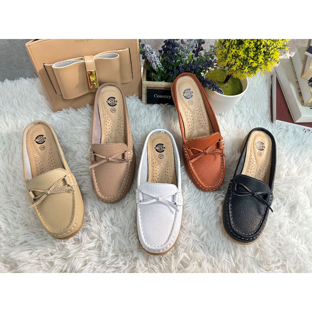 XX92-420รองเท้าหนังแท้เสริมส้น1.5นิ้วพื้นยางไซส์36-41เท้าอวบ+1ไซส์