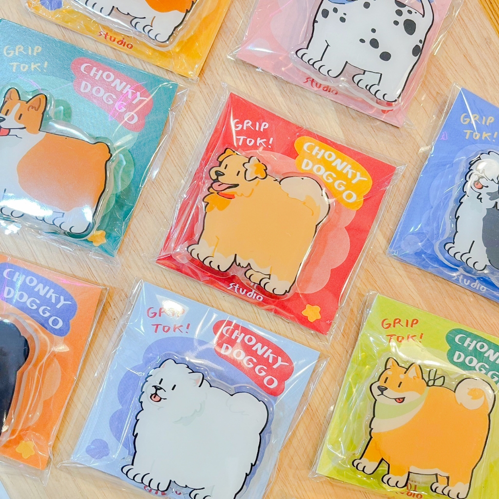 ✨มีลายใหม่นะ✨Chonky Dog Griptok กริปตอก ลายต้าวหมาน้อยน่ารักอ้วนตัน สีสันสดใส ที่ยึดมือถือติดทน [ZKYSTUDIO]