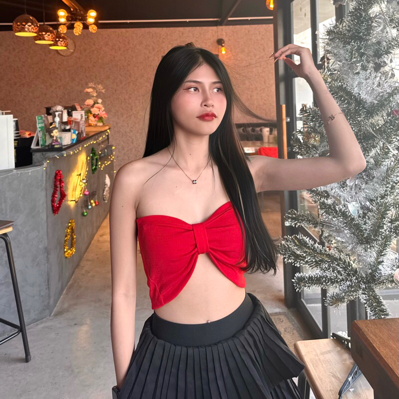 เกาะอกโบว์🌻ผ้าร่อง rib สวยปัง