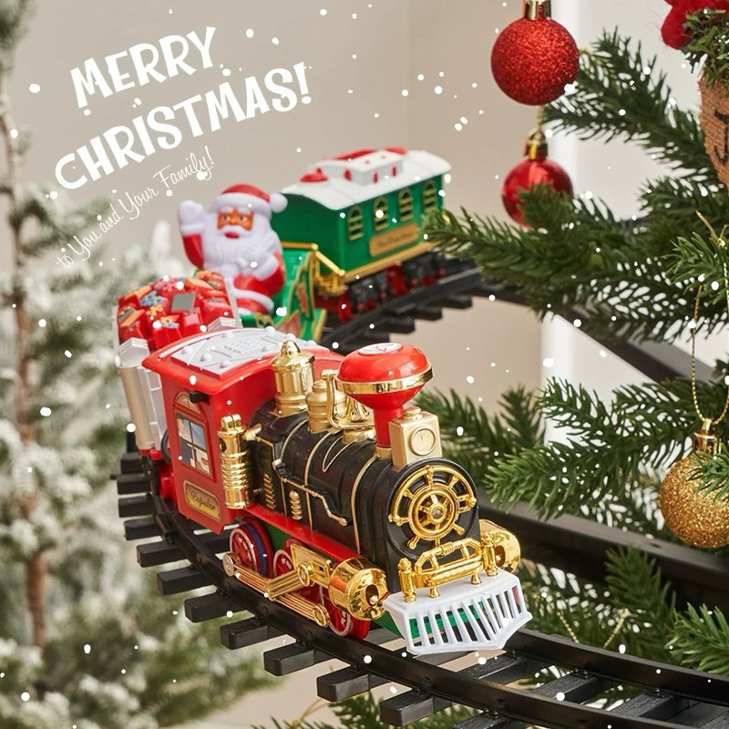 พร้อมส่ง รถไฟประดับต้นคริสต์มาส มีเสียง Christmas train electric toy
