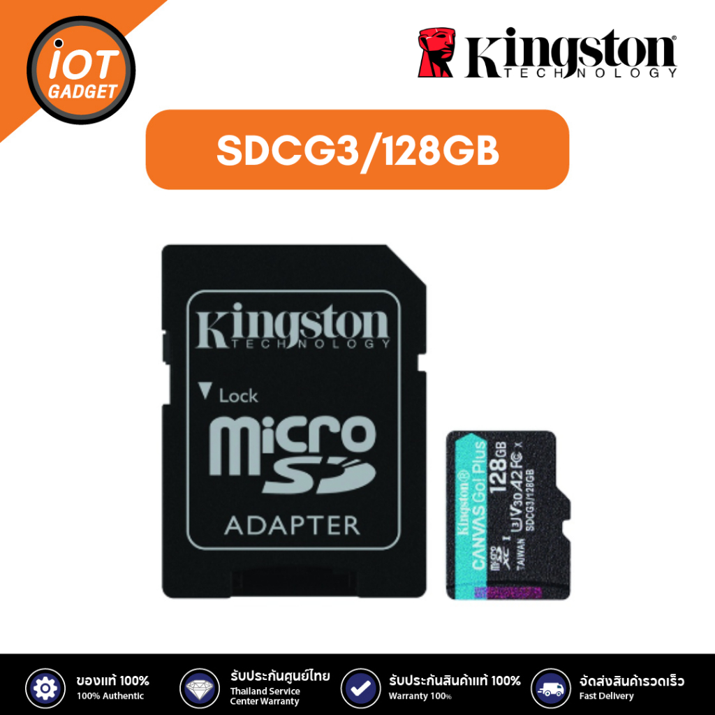 KINGSTON 128gb microsdxc canvas go plus 170r a2 u3 v30 card + adp up to 170mb/s read, 90mb/s write