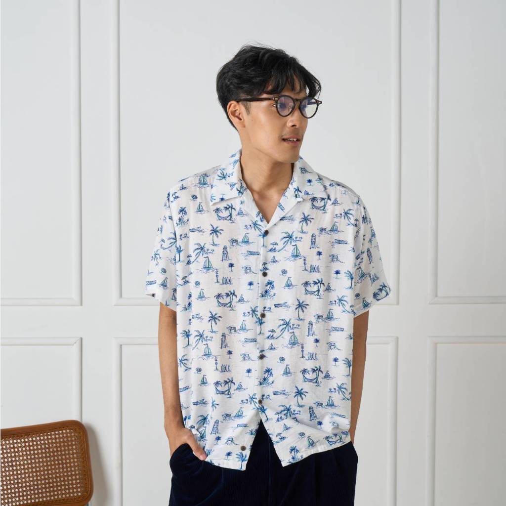 Shirtoria Hawaii เสื้อเชิ้ตแขนสั้นผู้ชาย non iron ลายsail ราคา ถูกที่สุด ดีลบีเคเค แกลเลอรีภาพที่ 5