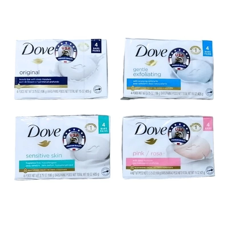 Dove โดฟสบู่ก้อน Dove Bar Soap 1 แพ็ค ขนาด 106 กรัม x 4 ก้อน