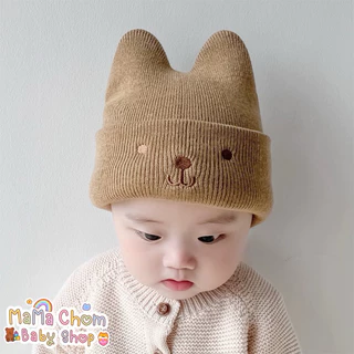 🇹🇭พร้อมส่ง🇹🇭หมวกไหมพรมเด็กแรกเกิด (รุ่นminimal bear)สำหรับเด็ก0-12เดือน
