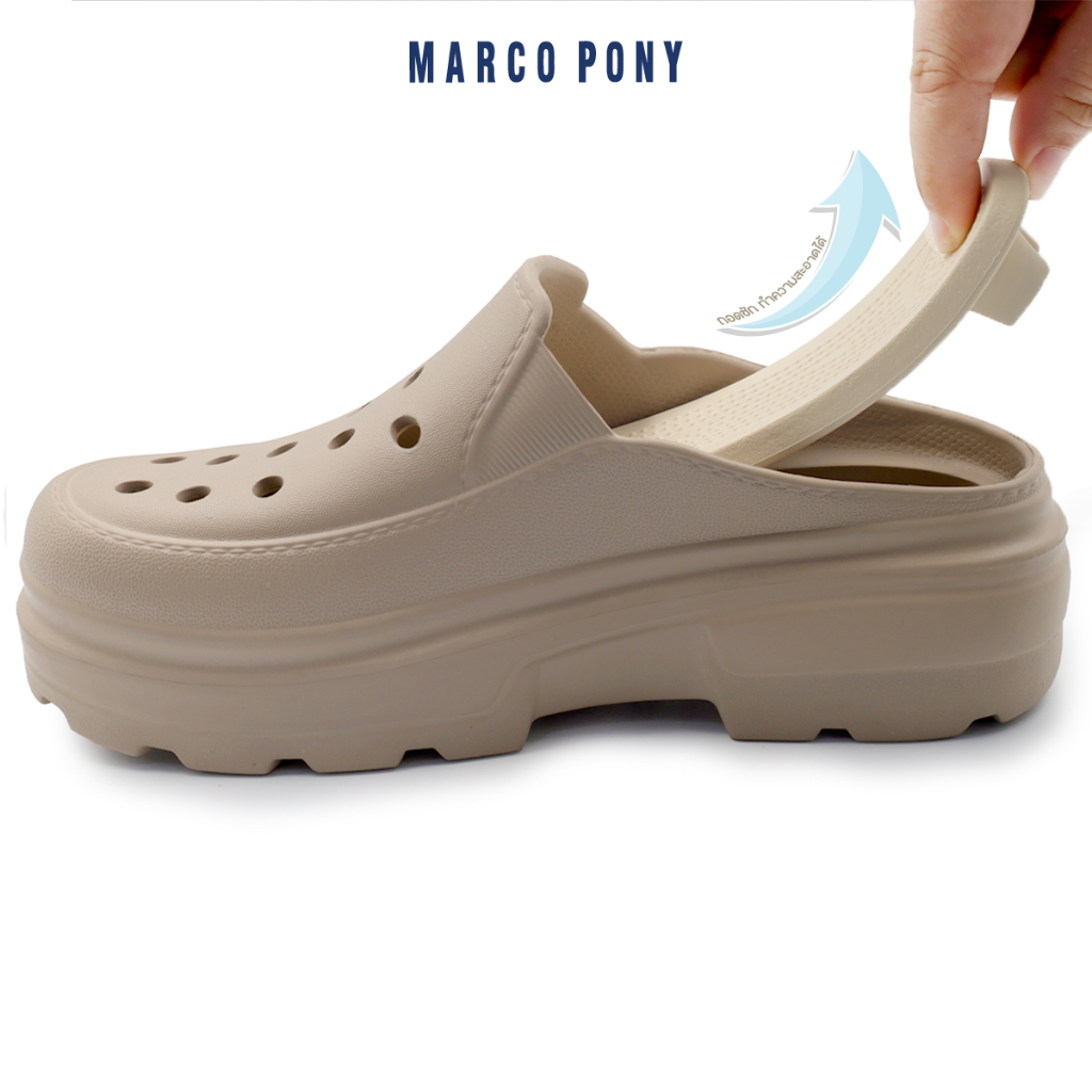 Marco Pony รองเท้าแตะ รองเท้าหัวโ 5CM รองเท้าพื้นหนา แฟชั่น เพิ่มความสูง อ่อนนุ่ม ระบายอากาศได้ดี ออกไป MH9020
